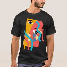 Abstrato Multi Color Face Art T-Shirt