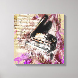 Abstrato Music Piano Design Roxo Canvas Wall Art