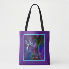 Abstrato Neon Blue Bright Butterfly Bolsa