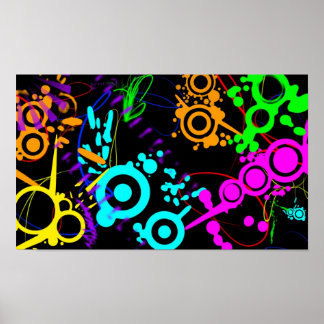 Abstrato neon splatter moderno canvus poster