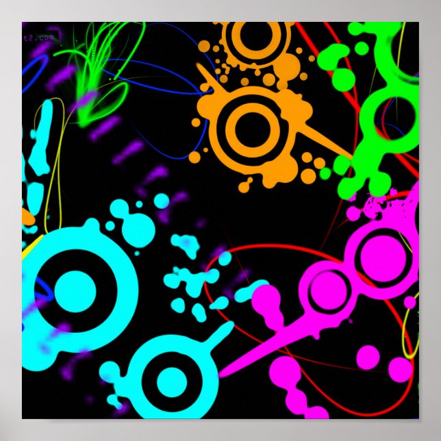 Abstrato neon splatter poster moderno (Frente)