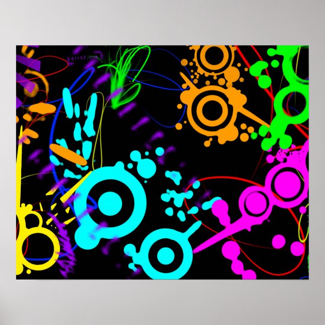Abstrato neon splatter poster moderno (Frente)