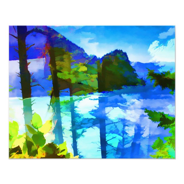 Abstrato Oceano e Montanhas Foto Alargamento (Frente)