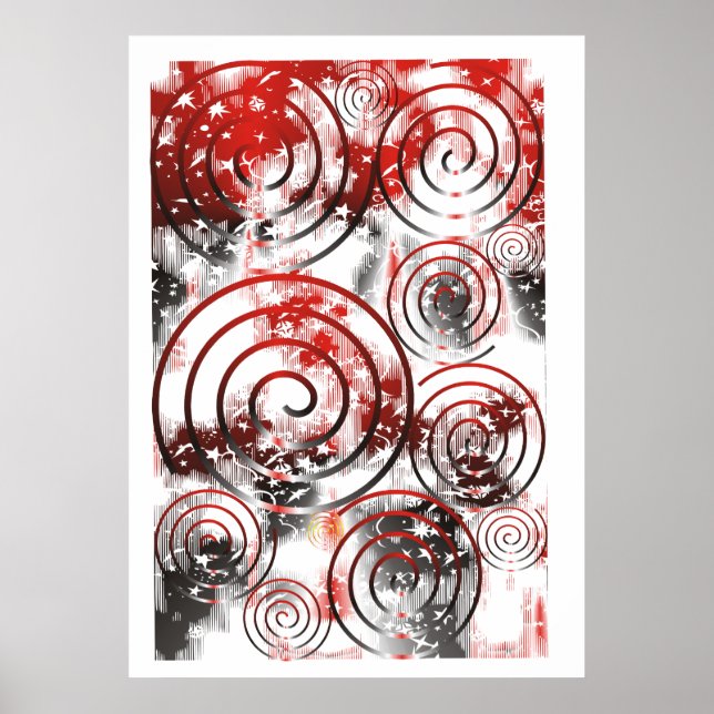 Abstrato original O Poster preto/vermelho/branco s (Frente)