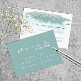 Abstrato Paint Cava Teal RSVP De Casamento
