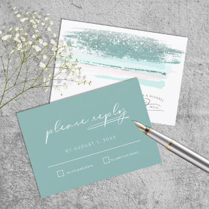 Abstrato Paint Cava Teal RSVP De Casamento
