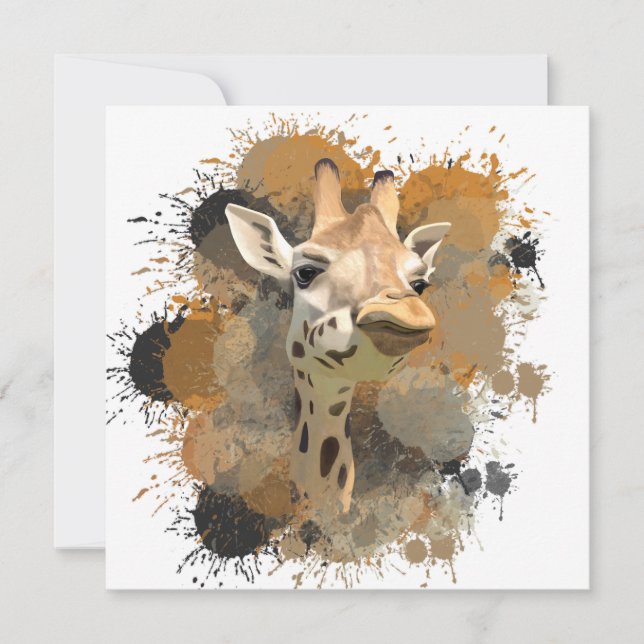 Abstrato Paint Splatter da African Willife Giraffe (Frente)