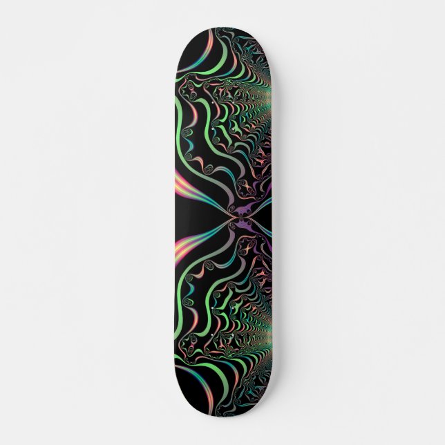 Abstrato Pastel Fractal Web Skateboard Deck (Frente)