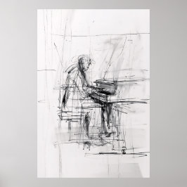 Abstrato Pianista Poster - Música Expressiva