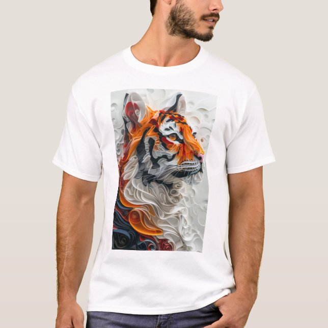 Abstrato Picasso Estilo Tiger 3D Gráfico T-Shirt (Frente)