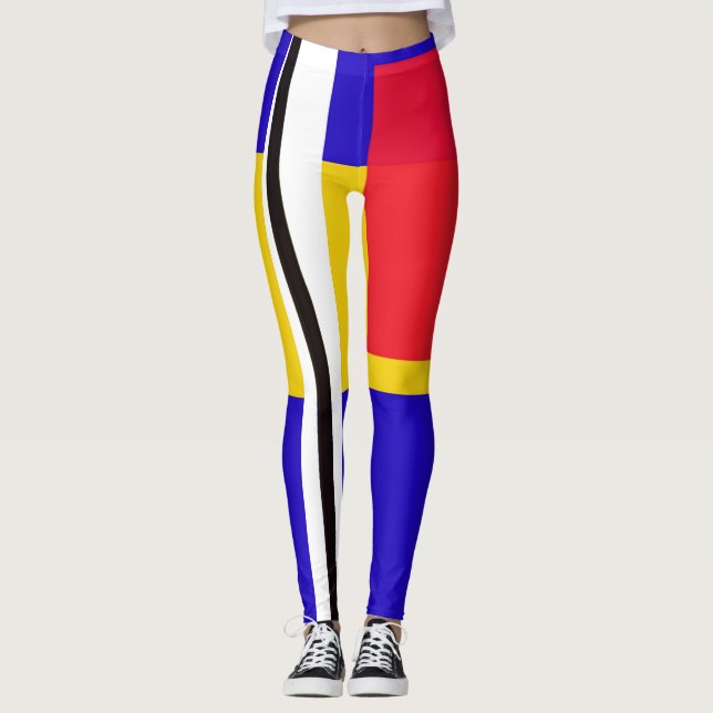 Abstrato Piet Mondrian inspirou leggings femininas (Frente)