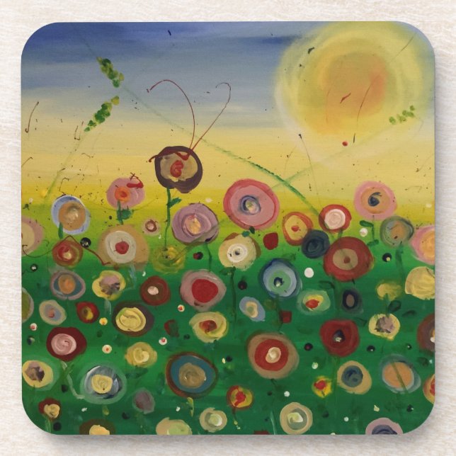 Abstrato Poppy Field Porta copos (Frente)