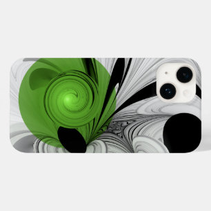 Abstrato preto e branco com arte frontal verde