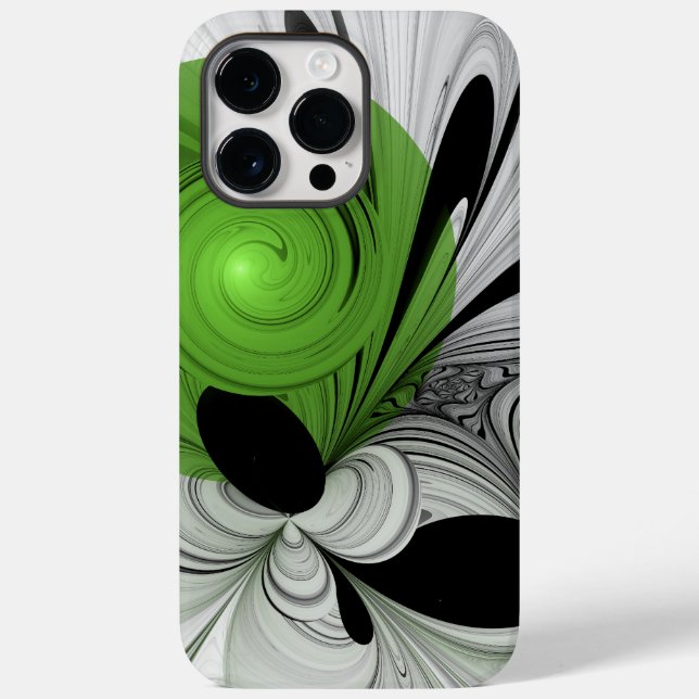 Abstrato preto e branco com arte frontal verde (Verso)