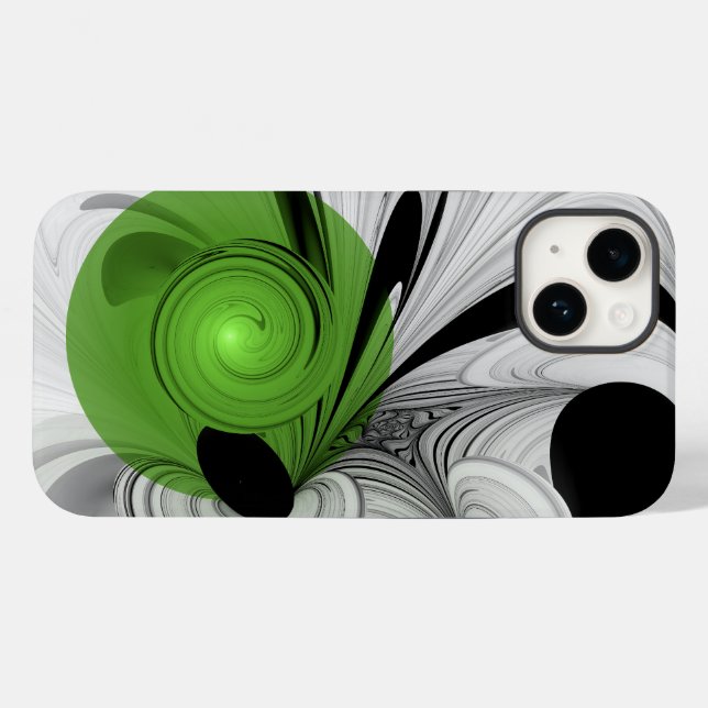 Abstrato preto e branco com arte frontal verde (Verso (horizontal))