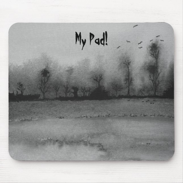 abstrato preto e Mousepad contemporâneo (Frente)