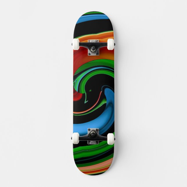 Abstrato Rainbow Cartoon Face Skateboard (Frente)