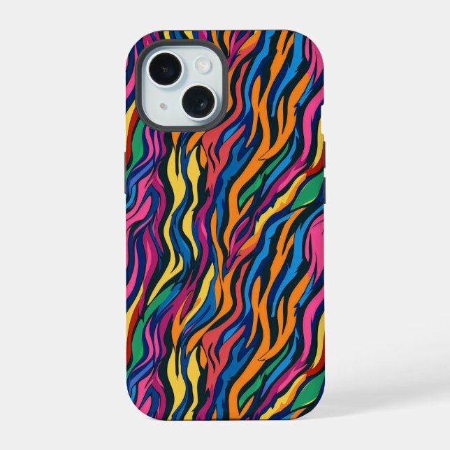 Abstrato Rainbow Zebra Pattern (Verso)