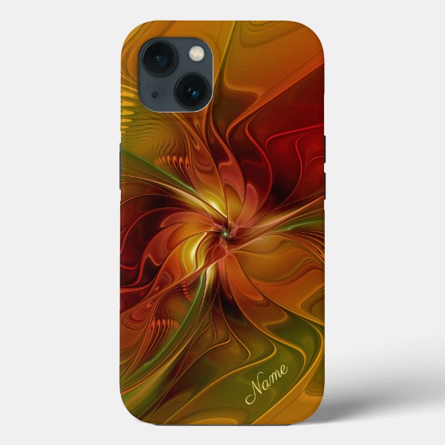 Abstrato Red Orange Fractal Flower Name (Verso)
