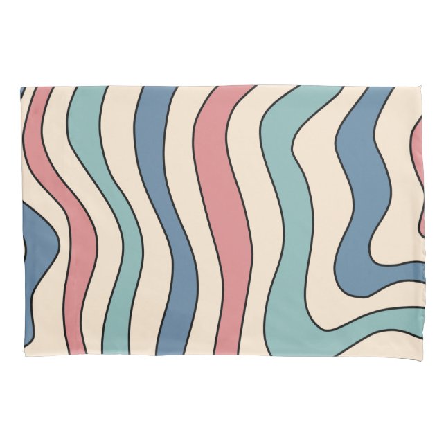 Abstrato Retro 70s Marble Blue Groovy Padrão (Frente)