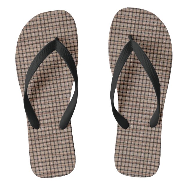 Abstrato Russo Burlap Brown Tan Weave Chinelos (Pé da cama)