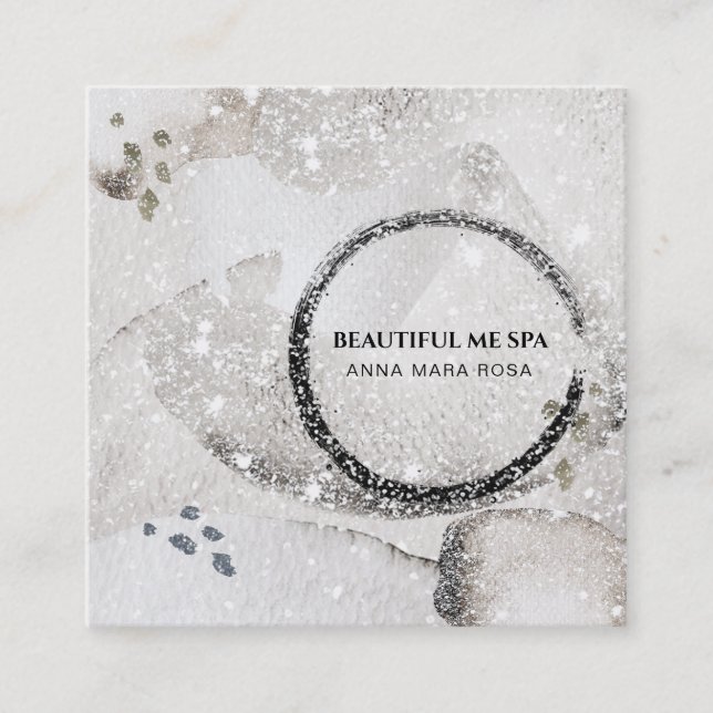 *~* Abstrato Silver Black Glitter Cartão de visita (Frente)
