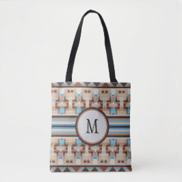 Abstrato Sudoeste Azul e Marrom Tote Bag