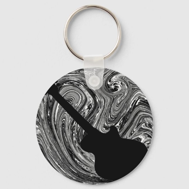 Abstrato suga Chaveiro de violão, preto e branco (Frente)