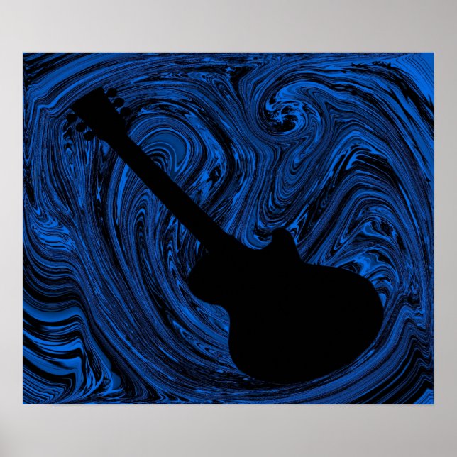 Abstrato suga Poster de violão, azul (Frente)