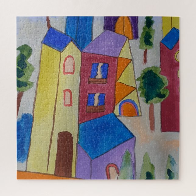 Abstrato Summer Village Quebra-cabeça (Vertical)