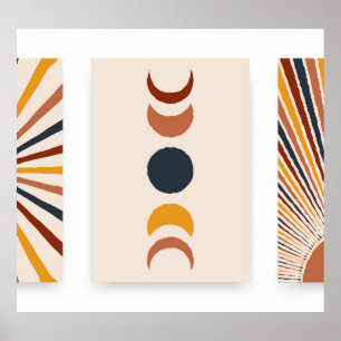Abstrato Sun Moon Boho Posters