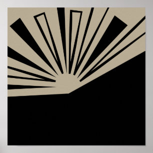 Abstrato Sunset Black on Tan Modern Art Impressão