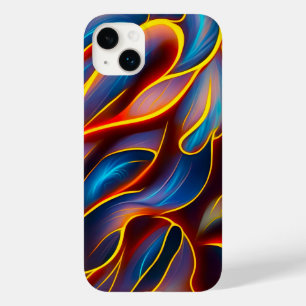 Abstrato Swirl Blue Red Flames