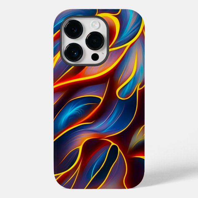 Abstrato Swirl Blue Red Flames (Verso)