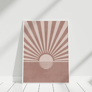 Abstrato Terracotta Sunset Beach Wall Art Poster