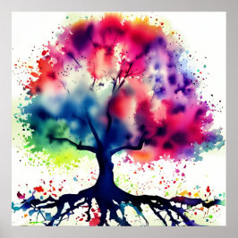 Abstrato Tree Watercolor Poster