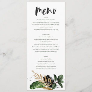 Abstrato tropical moderno pintou menu de casamento