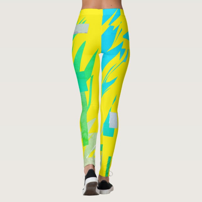 Abstrato Turquesa Pastel Colors Leggings (Verso)