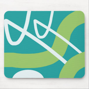 Abstrato Turquoise Verde limão White Mouse Pad