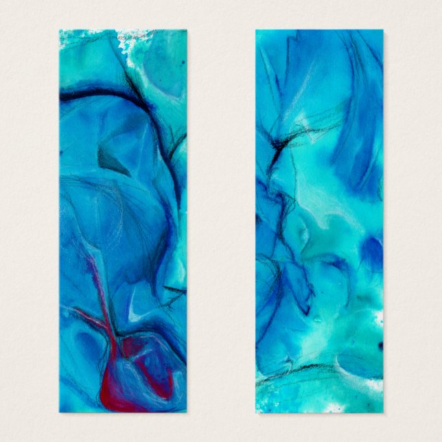 Abstrato Underwater Blue Watercolor Bookmark (Frente & Verso)