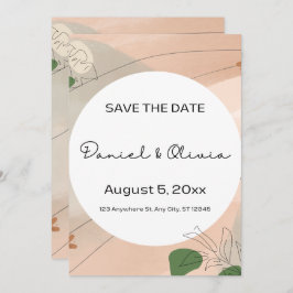 Abstrato Verde bege Salve o Convite de Datas