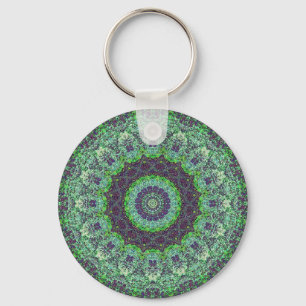 Abstrato Verde de Jardim Mandala Chaveiro