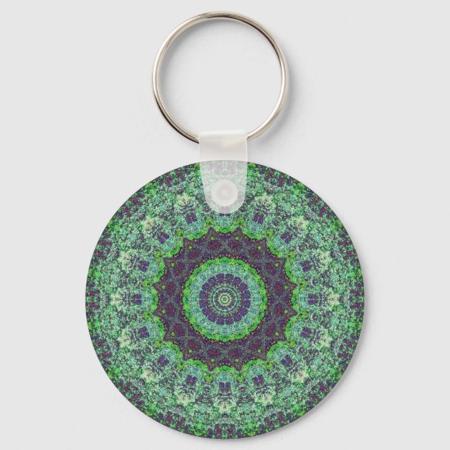 Abstrato Verde de Jardim Mandala Chaveiro (Frente)