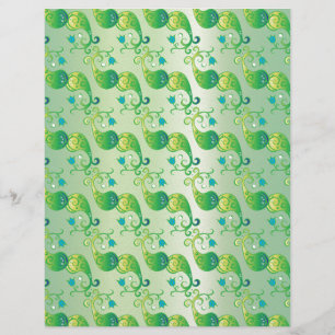 Abstrato Verde Tulip Boteh Padrão Floral