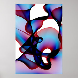Abstrato vermelho branco e poster azul