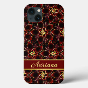 Abstrato Vermelho E Dourado Padrão Sem Costura Flo