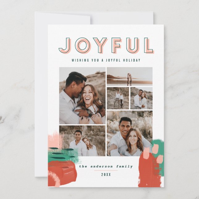 Abstrato vermelho, rosa + cartão com fotos verde a (Frente)