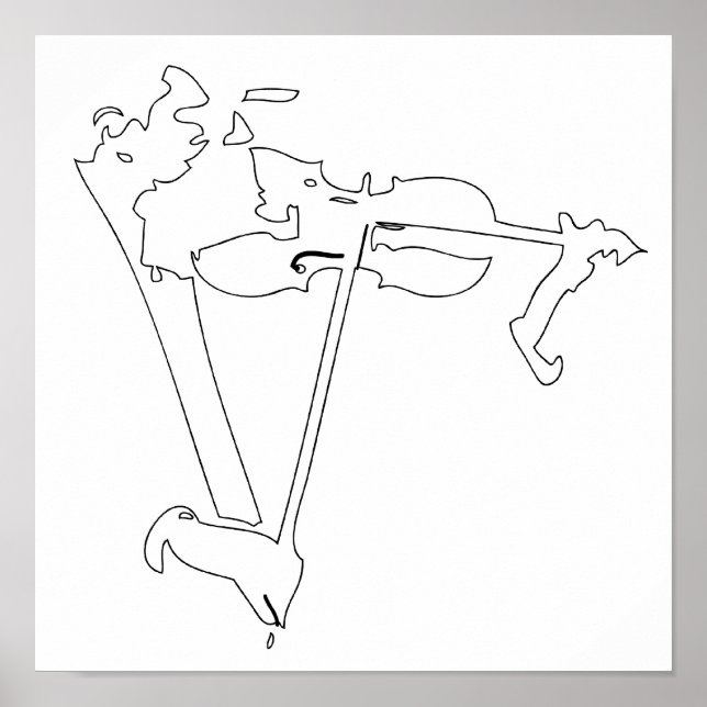 Abstrato Violinista Poster (Frente)