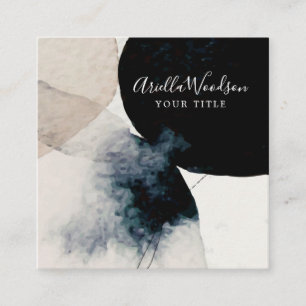 Abstrato Watercolor Cream E Black Cartão de visita