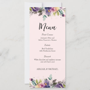Abstrato Watercolor Floral Wedding Menu